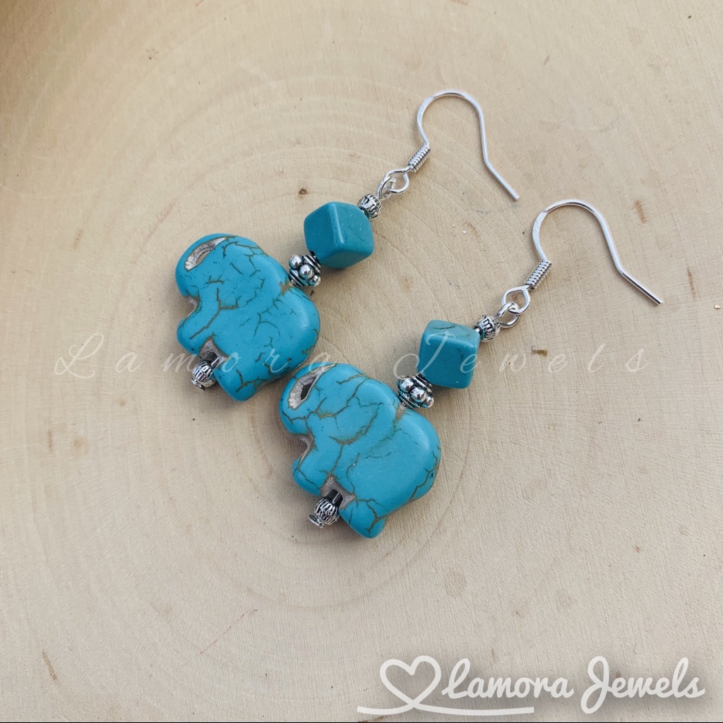 Elephant Earrings Drop Silver Earrings Boho Style 20$